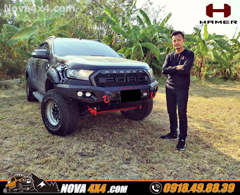 Hình ảnh gắn cản trước chính hãng Hamer dành cho xe Ford Ranger cực khủng